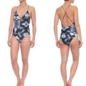Cikada marbled plunge one piece swimsuit
